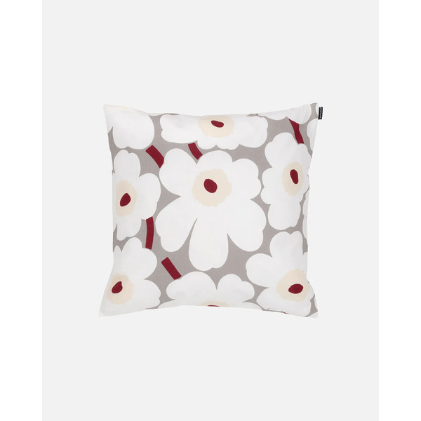 Marimekko Pieni Unikko Cushion Cover (Taupe, Cream & Burgundy) 50cm x 50cm
