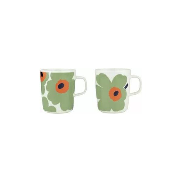 Marimekko Unikko Mug 2,5dl Set of 2 (Sage/Orange)