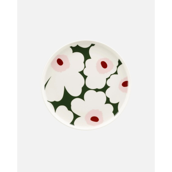 Marimekko Unikko Plate 20cm (Forest Green/Burg)