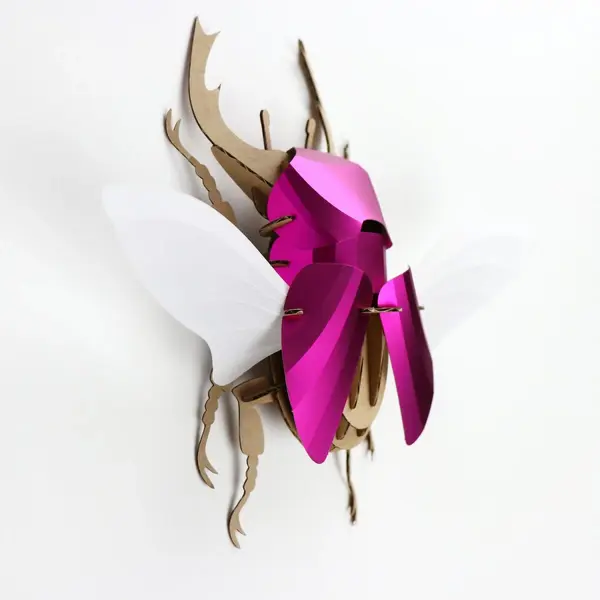 Assembli 3D Paper Large Stag Beetle Pink Metallic