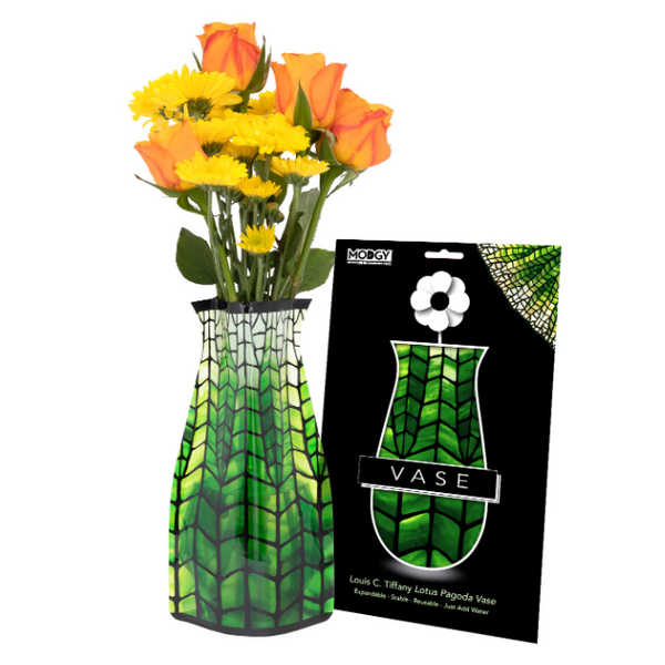 Modgy Expandable Flower Vase Tiffany Green Lotus Pagoda