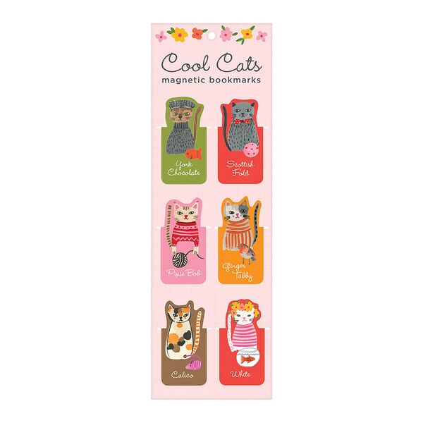 Cool Cats Magnetic Bookmarks Set of 6