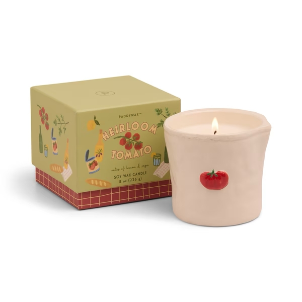 Paddywax Bistro 8oz/226g Embossed Ceramic Candle - Heirloom Tomato Boxed  