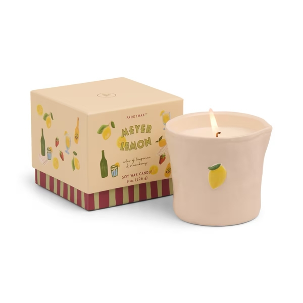 Paddywax Bistro 8oz/226g Embossed Ceramic Candle - Meyer Lemon Boxed  