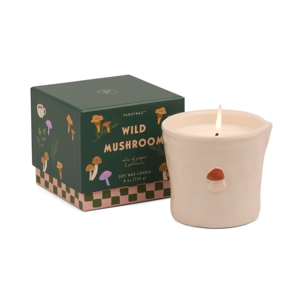 Paddywax Bistro 8oz/226g Embossed Ceramic Candle - Wild Mushroom Boxed  