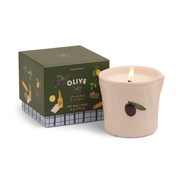 Paddywax Bistro 8oz/226g Embossed Ceramic Candle - Fig & Olive Boxed  