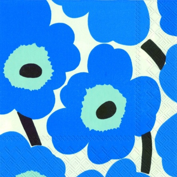 Marimekko Paper Napkin Unikko Blue Cocktail