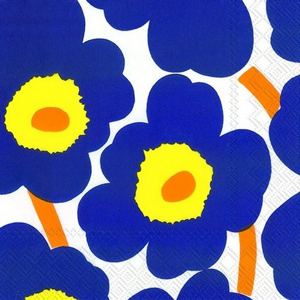 Marimekko Unikko Dark Blue Cocktail Paper Napkin