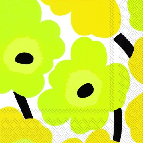 Marimekko Unikko Yellow Cocktail Paper Napkin