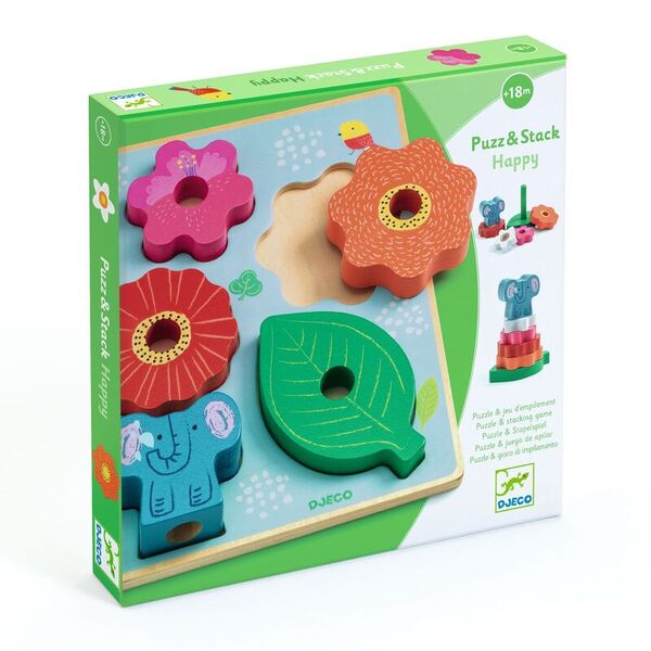 Djeco Happy Puzz and Stack Wooden Puzzle
