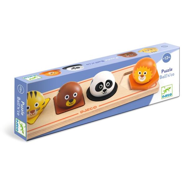 Djeco 4 pc Animal Ball'n'Co Large Button Wooden Puzzle