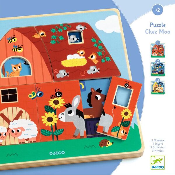 Djeco The Barn 3 layer Wooden Puzzle