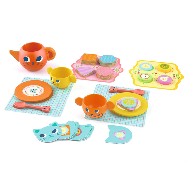 Djeco Greedy Cats Tea and Biscuit Set (in a Round Tub)