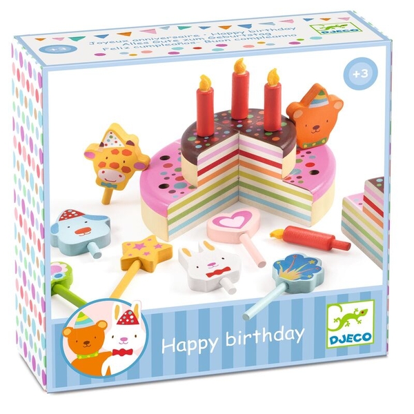 Djeco 16pc Happy Birthday Cake & Candles Set