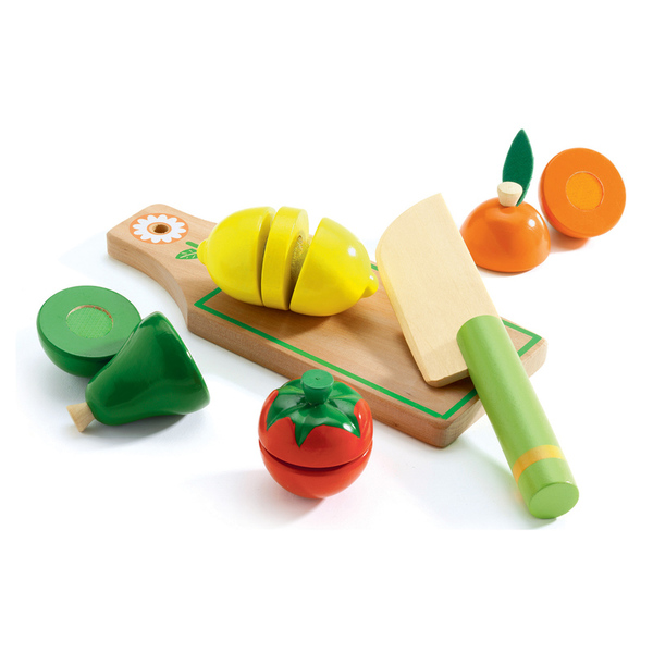 Djeco Fruit and Veggies to Cut Role Play Set (Pretend Play)