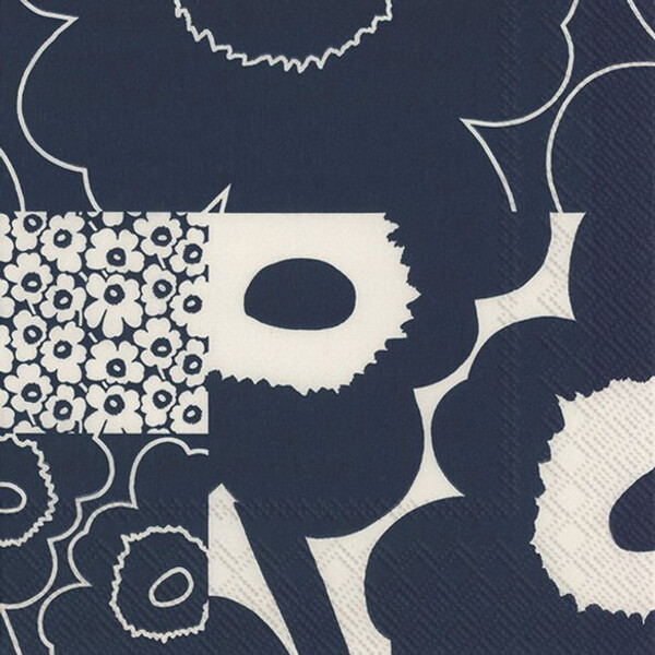 Marimekko  Paper Napkin Unikko Kollaasi Dark Blue