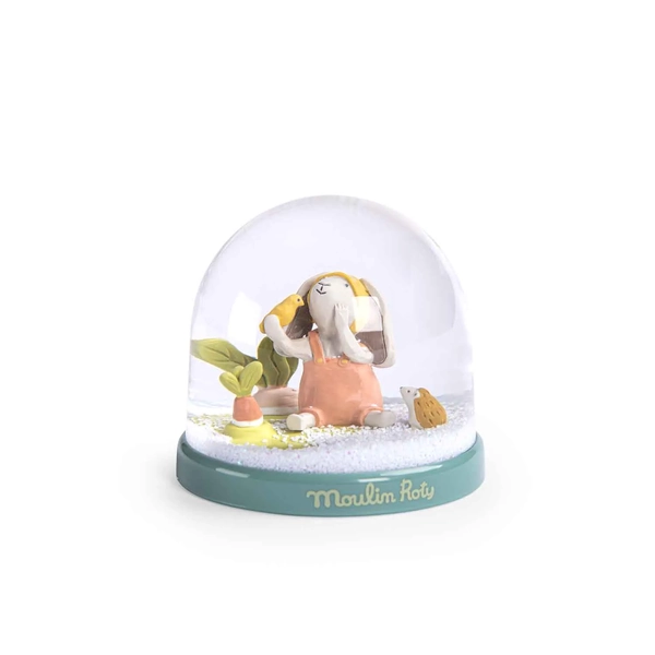 Moulin Roty Trois Petits Lapins Rabbit Snow Globe