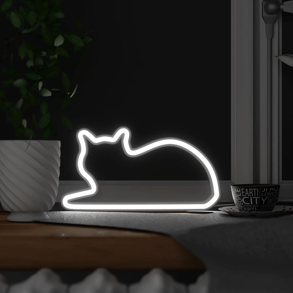 Mustard  Meow Neon Cat USB Light ( Lie Down Cat )