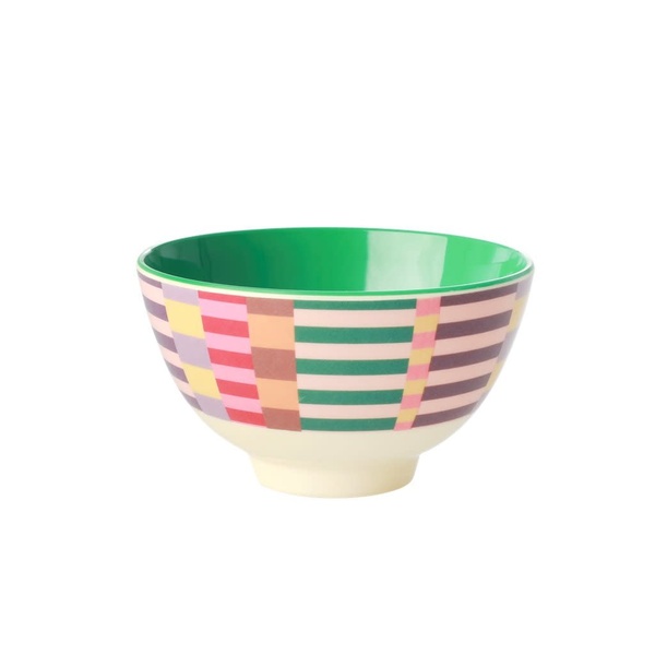 RICE Melamine Bowl with Summer Stripes Print