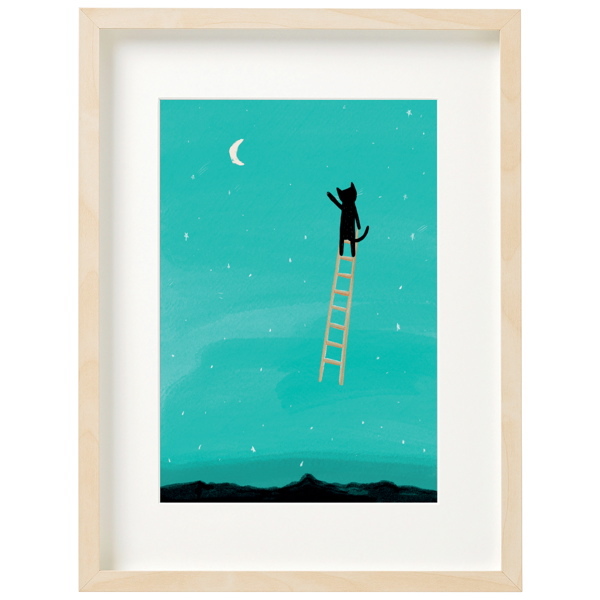 Niaski Art Print Georgia O'Cat Ladder to the Moon