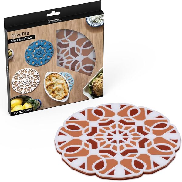 Peleg Design Trive Tile 3 in 1 Split Trivet Tan