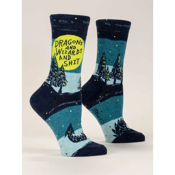 Blue Q Dragons & Wizards & Sh*t Women's Crew Socks