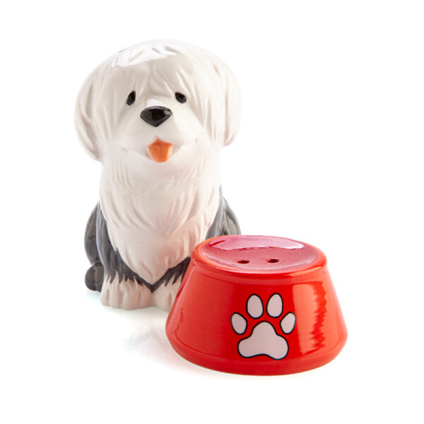 Salt & Pepper Set Sheepdog with Bowl