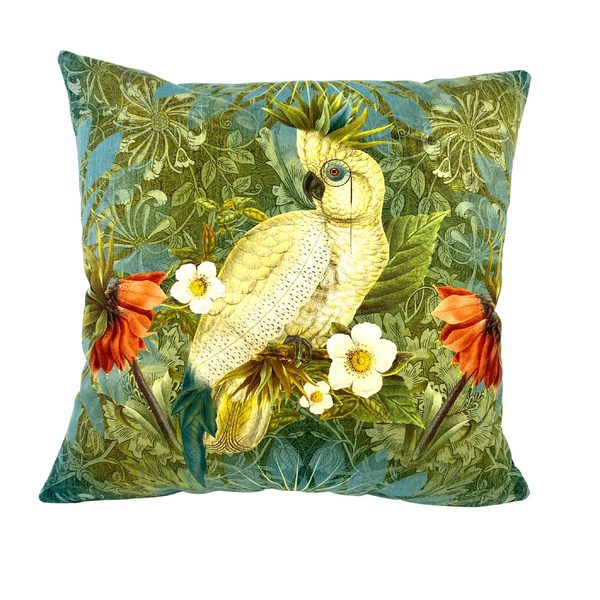 Velour Cushion Cover- Parrot with Glasses